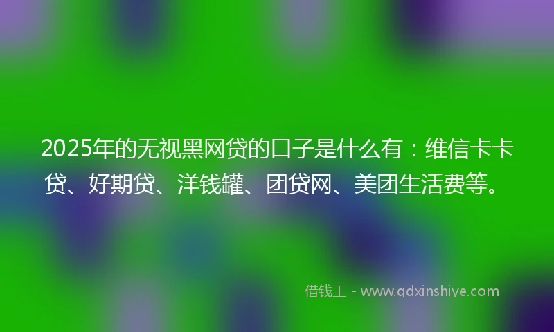 2025年的无视黑网贷的口子是什么有：维信卡卡贷、好期贷、洋钱罐、团贷网、美团生活费等。