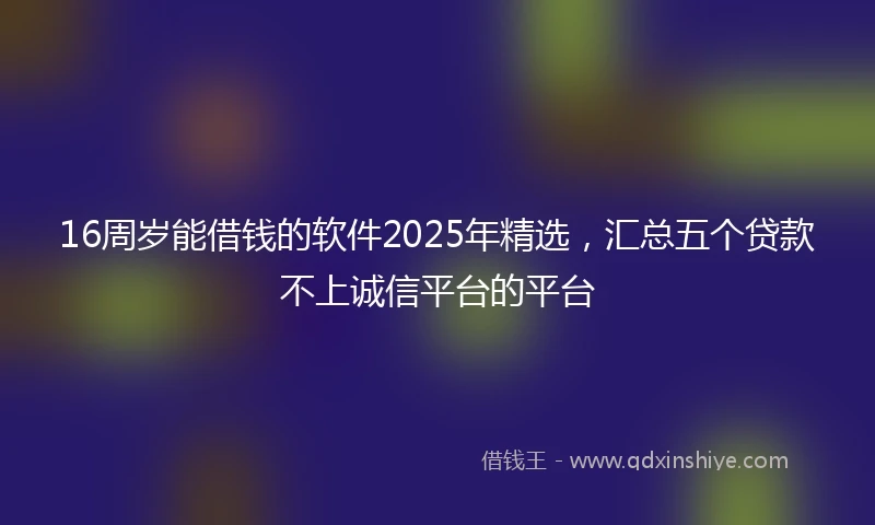 16周岁能借钱的软件2025年精选，汇总五个贷款不上诚信平台的平台