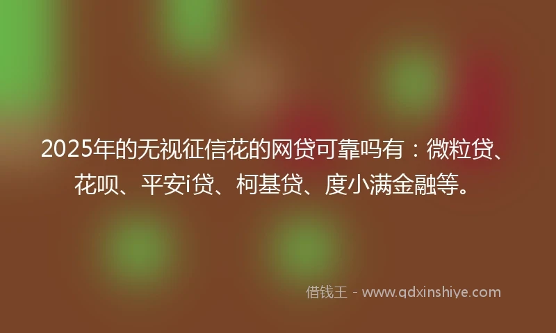 2025年的无视征信花的网贷可靠吗有：微粒贷、花呗、平安i贷、柯基贷、度小满金融等。