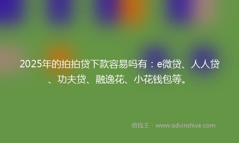 2025年的拍拍贷下款容易吗有：e微贷、人人贷、功夫贷、融逸花、小花钱包等。