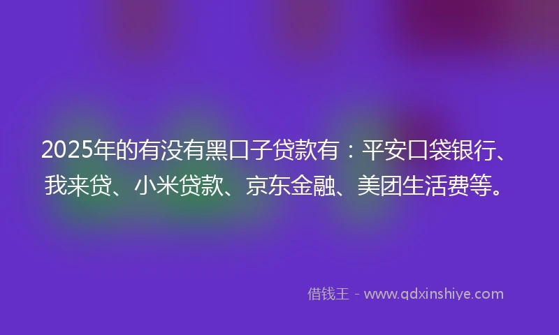 2025年的有没有黑口子贷款有：平安口袋银行、我来贷、小米贷款、京东金融、美团生活费等。