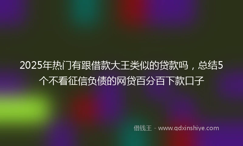 2025年热门有跟借款大王类似的贷款吗，总结5个不看征信负债的网贷百分百下款口子