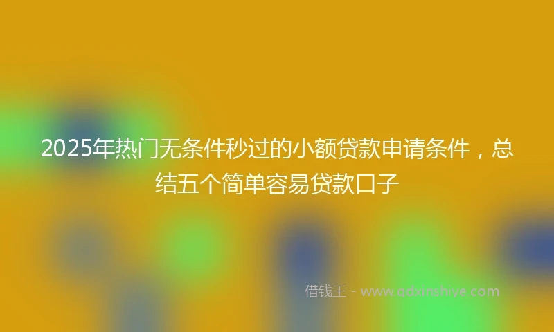 2025年热门无条件秒过的小额贷款申请条件，总结五个简单容易贷款口子