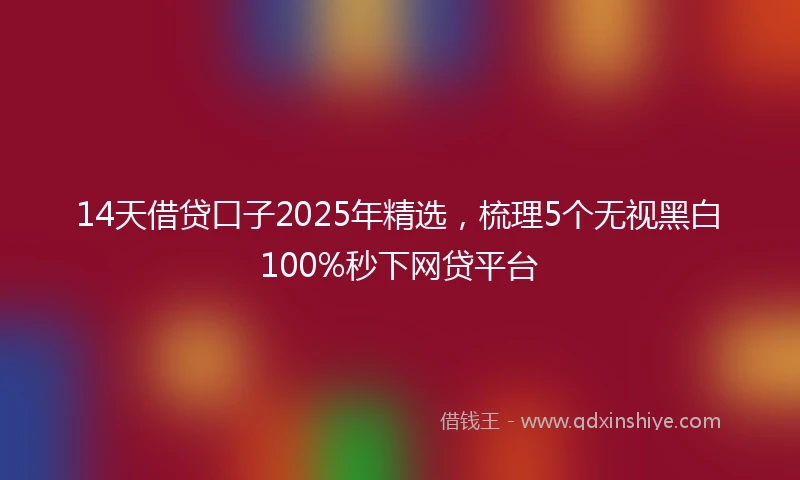 14天借贷口子2025年精选，梳理5个无视黑白100%秒下网贷平台