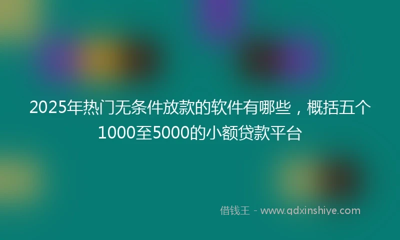 2025年热门无条件放款的软件有哪些，概括五个1000至5000的小额贷款平台