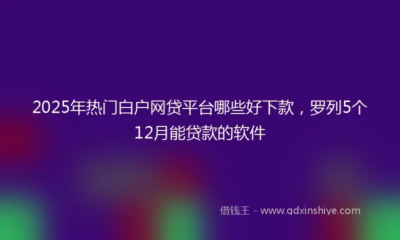 2025年热门白户网贷平台哪些好下款，罗列5个12月能贷款的软件