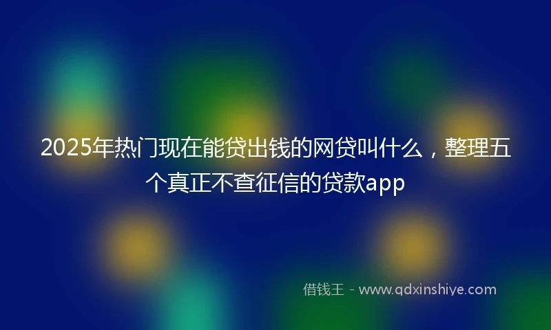 2025年热门现在能贷出钱的网贷叫什么，整理五个真正不查征信的贷款app