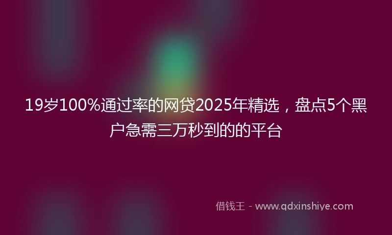 19岁100%通过率的网贷2025年精选，盘点5个黑户急需三万秒到的的平台