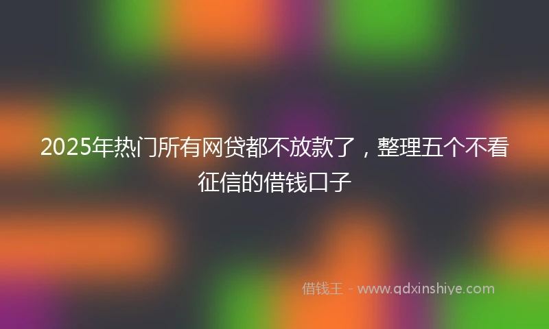 2025年热门所有网贷都不放款了，整理五个不看征信的借钱口子