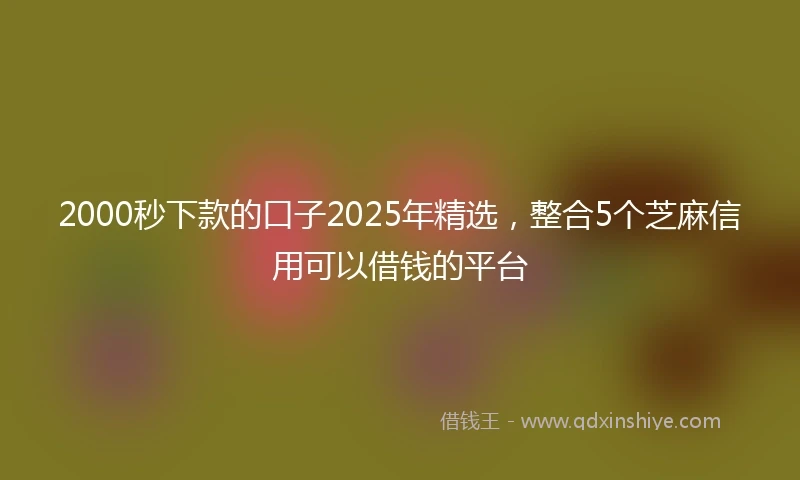 2000秒下款的口子2025年精选，整合5个芝麻信用可以借钱的平台