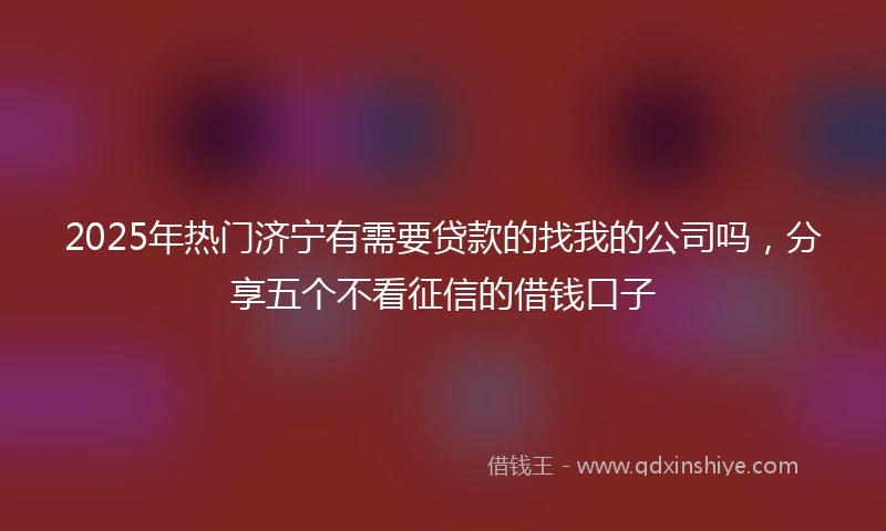 2025年热门济宁有需要贷款的找我的公司吗，分享五个不看征信的借钱口子