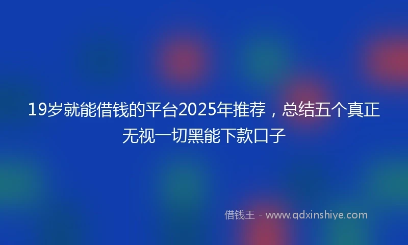 19岁就能借钱的平台2025年推荐，总结五个真正无视一切黑能下款口子
