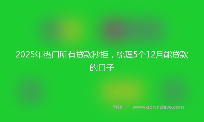 2025年热门所有贷款秒拒，梳理5个12月能贷款的口子