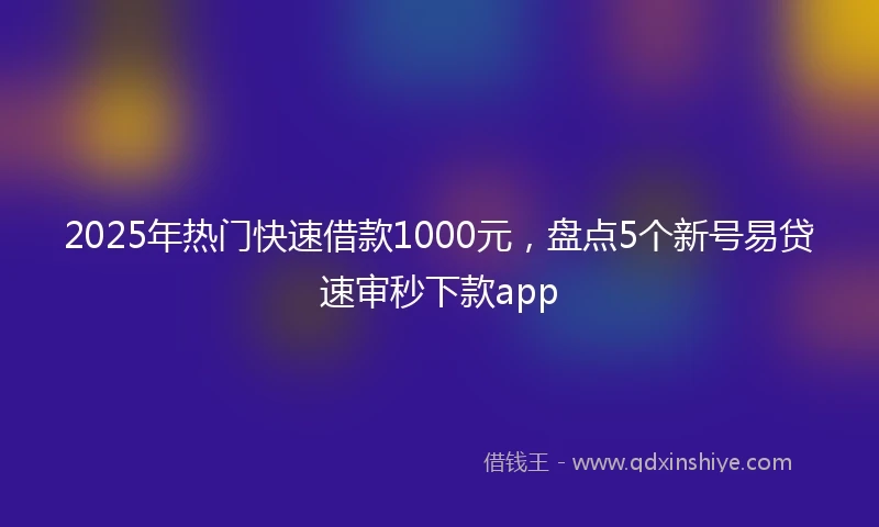 2025年热门快速借款1000元，盘点5个新号易贷速审秒下款app