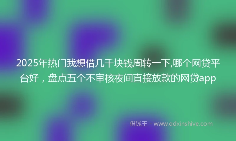 2025年热门我想借几千块钱周转一下,哪个网贷平台好，盘点五个不审核夜间直接放款的网贷app