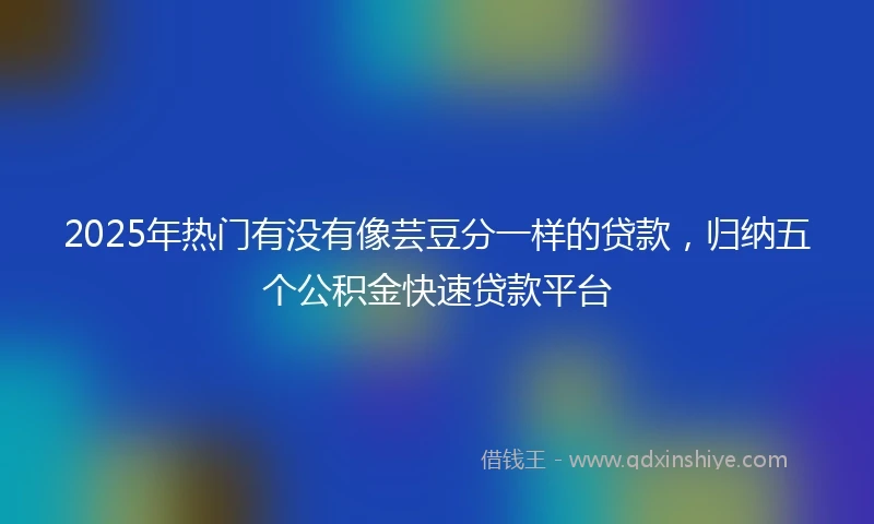 2025年热门有没有像芸豆分一样的贷款，归纳五个公积金快速贷款平台