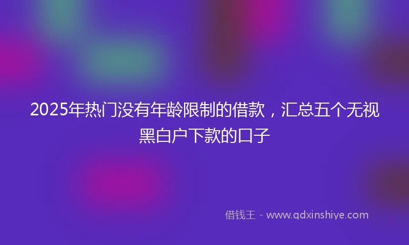 2025年热门没有年龄限制的借款，汇总五个无视黑白户下款的口子