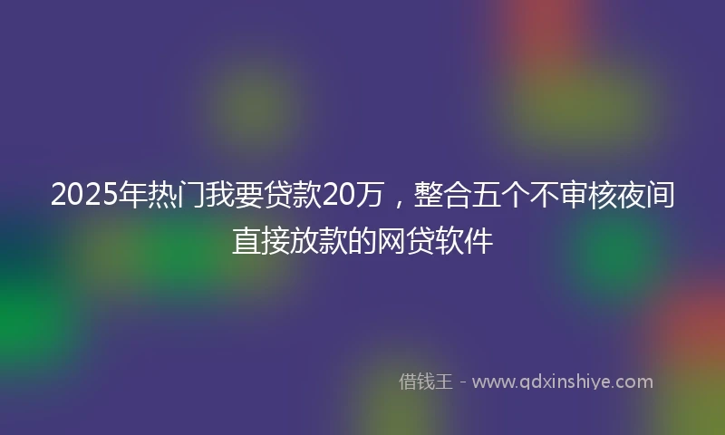 2025年热门我要贷款20万，整合五个不审核夜间直接放款的网贷软件
