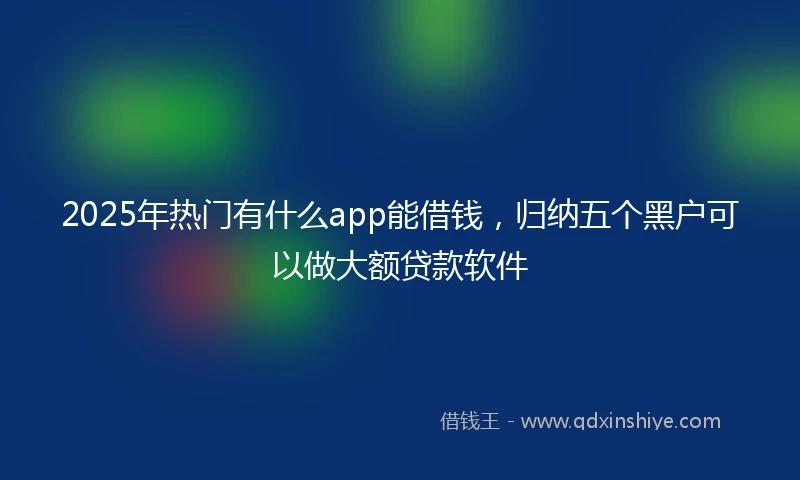 2025年热门有什么app能借钱，归纳五个黑户可以做大额贷款软件