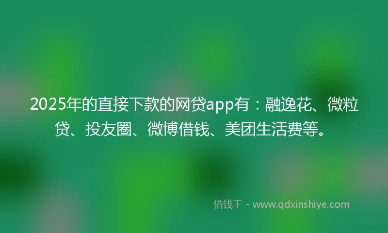 2025年的直接下款的网贷app有：融逸花、微粒贷、投友圈、微博借钱、美团生活费等。