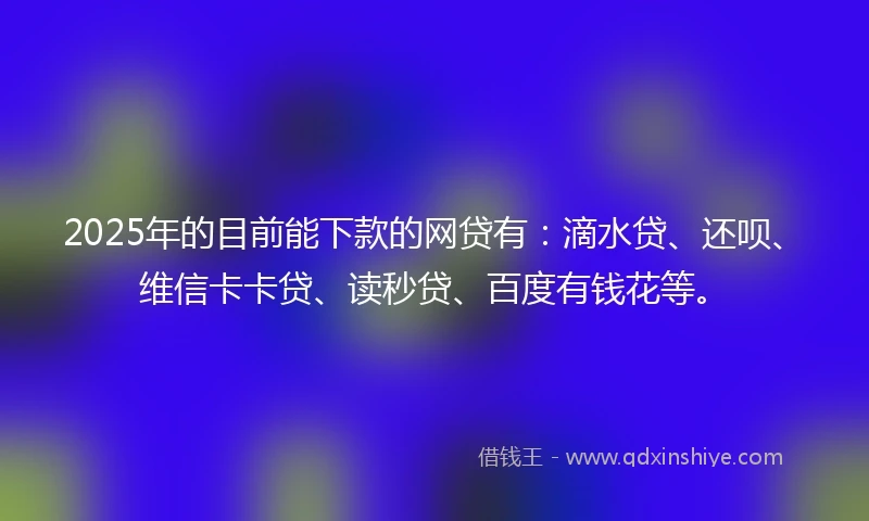 2025年的目前能下款的网贷有：滴水贷、还呗、维信卡卡贷、读秒贷、百度有钱花等。