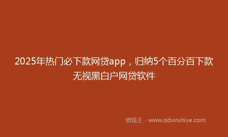 2025年热门必下款网贷app，归纳5个百分百下款无视黑白户网贷软件