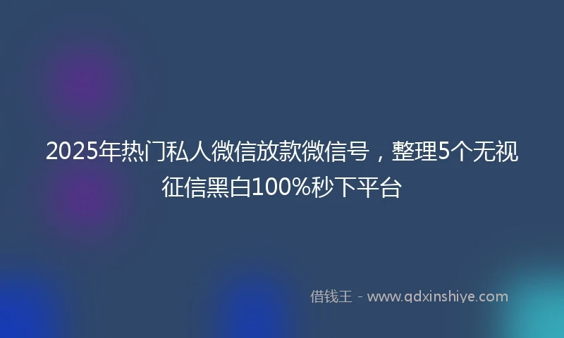 2025年热门私人微信放款微信号，整理5个无视征信黑白100%秒下平台