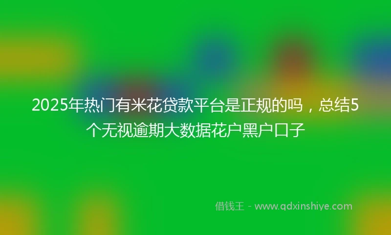 2025年热门有米花贷款平台是正规的吗，总结5个无视逾期大数据花户黑户口子
