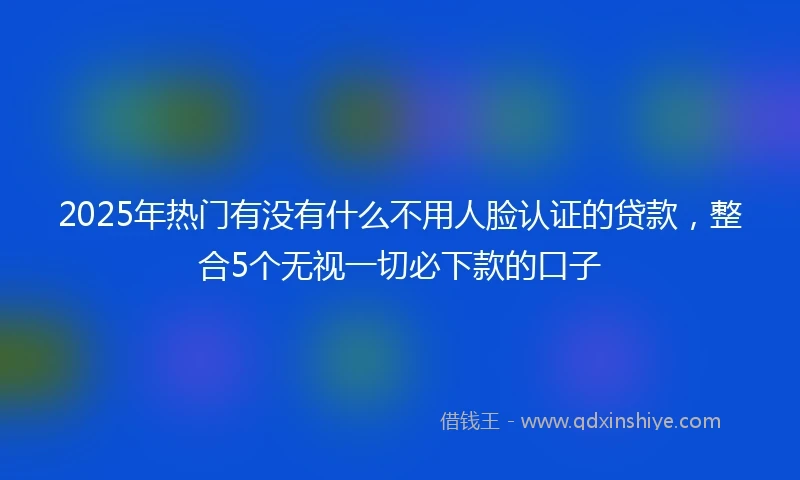 2025年热门有没有什么不用人脸认证的贷款，整合5个无视一切必下款的口子