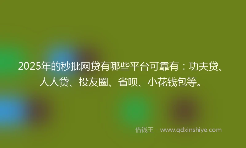 2025年的秒批网贷有哪些平台可靠有：功夫贷、人人贷、投友圈、省呗、小花钱包等。