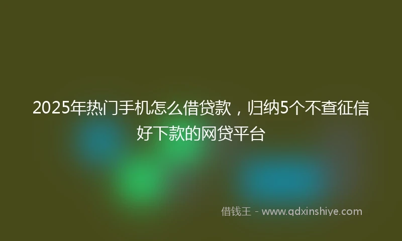 2025年热门手机怎么借贷款，归纳5个不查征信好下款的网贷平台