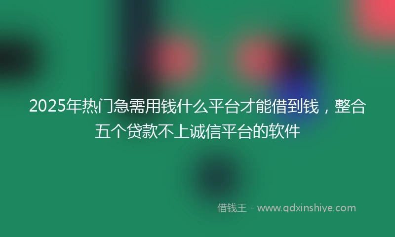 2025年热门急需用钱什么平台才能借到钱，整合五个贷款不上诚信平台的软件
