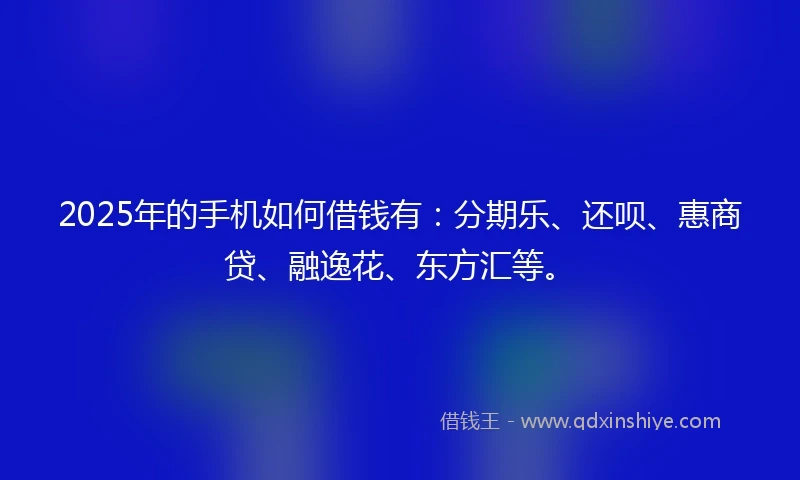 2025年的手机如何借钱有：分期乐、还呗、惠商贷、融逸花、东方汇等。