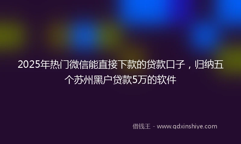 2025年热门微信能直接下款的贷款口子，归纳五个苏州黑户贷款5万的软件