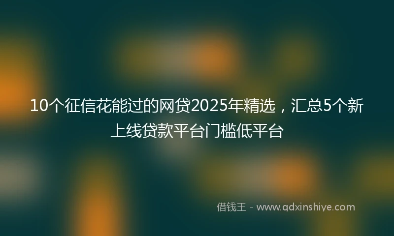 10个征信花能过的网贷2025年精选，汇总5个新上线贷款平台门槛低平台