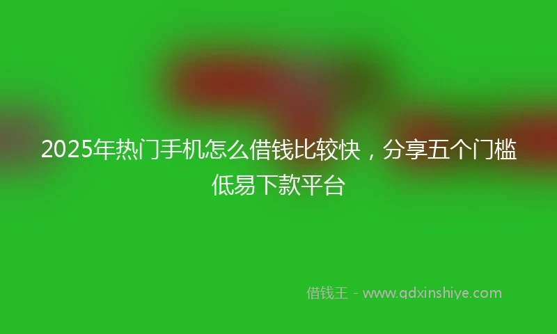 2025年热门手机怎么借钱比较快，分享五个门槛低易下款平台