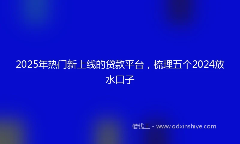 2025年热门新上线的贷款平台，梳理五个2024放水口子
