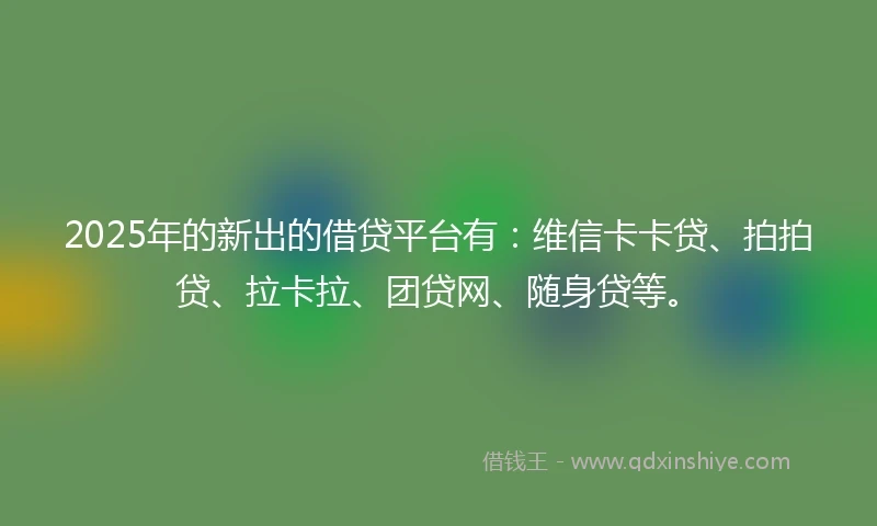 2025年的新出的借贷平台有：维信卡卡贷、拍拍贷、拉卡拉、团贷网、随身贷等。