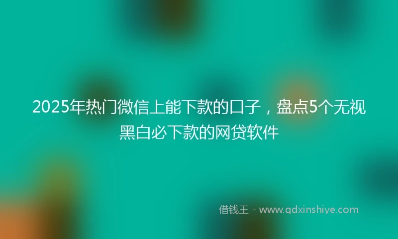 2025年热门微信上能下款的口子，盘点5个无视黑白必下款的网贷软件