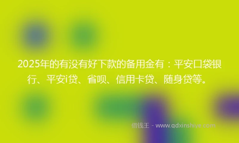 2025年的有没有好下款的备用金有：平安口袋银行、平安i贷、省呗、信用卡贷、随身贷等。