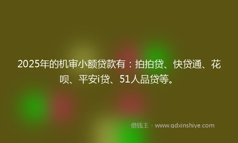 2025年的机审小额贷款有：拍拍贷、快贷通、花呗、平安i贷、51人品贷等。