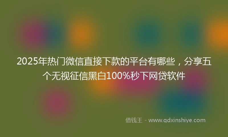 2025年热门微信直接下款的平台有哪些，分享五个无视征信黑白100%秒下网贷软件