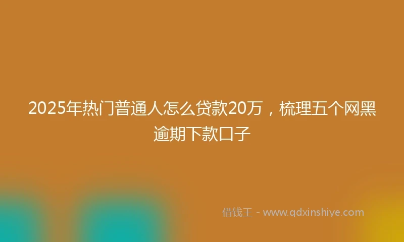 2025年热门普通人怎么贷款20万，梳理五个网黑逾期下款口子