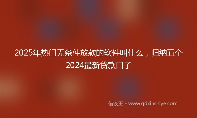 2025年热门无条件放款的软件叫什么，归纳五个2024最新贷款口子