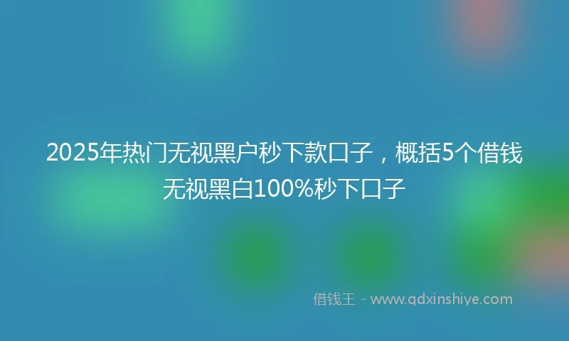 2025年热门无视黑户秒下款口子，概括5个借钱无视黑白100%秒下口子