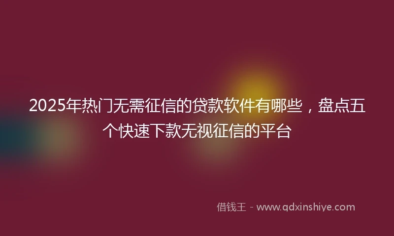 2025年热门无需征信的贷款软件有哪些，盘点五个快速下款无视征信的平台