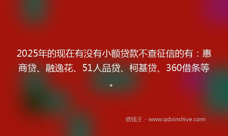 2025年的现在有没有小额贷款不查征信的有：惠商贷、融逸花、51人品贷、柯基贷、360借条等。