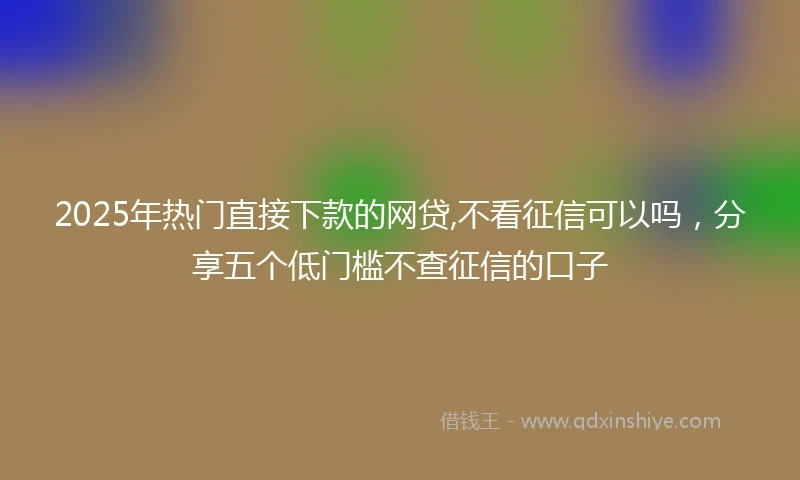 2025年热门直接下款的网贷,不看征信可以吗，分享五个低门槛不查征信的口子