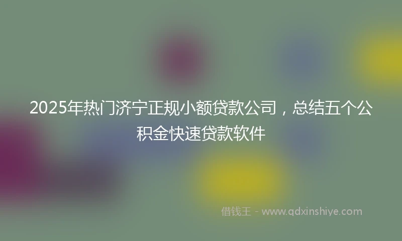 2025年热门济宁正规小额贷款公司，总结五个公积金快速贷款软件