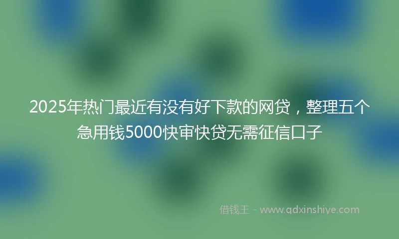2025年热门最近有没有好下款的网贷，整理五个急用钱5000快审快贷无需征信口子